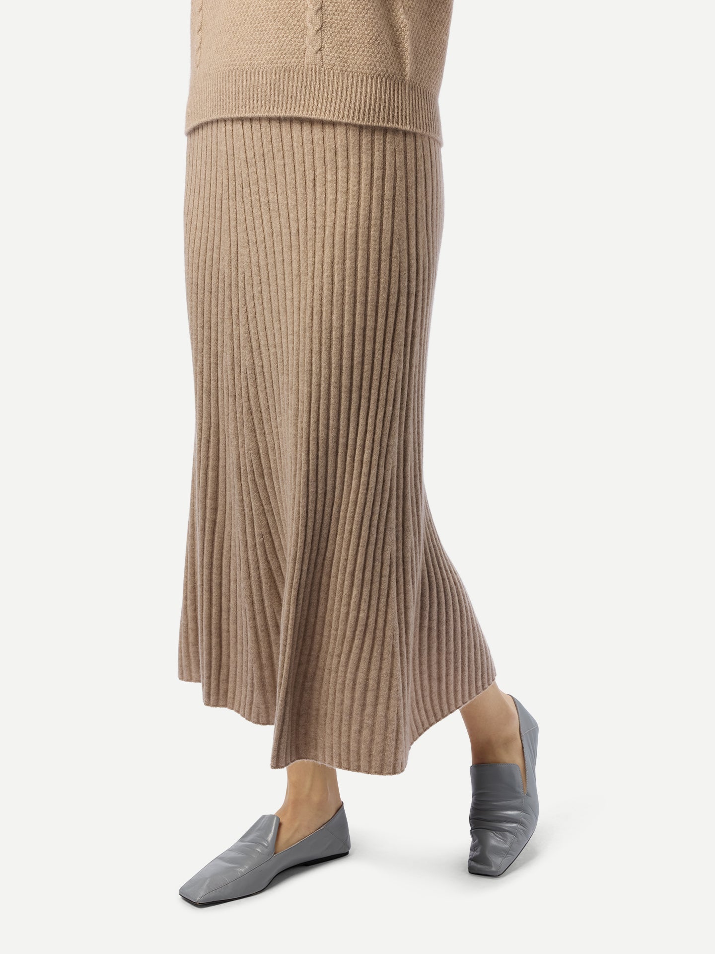 Organic Colour Calf-Length Cashmere Skirt