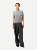 Women's Short-Sleeve Cashmere Jumper Gray | GOBI UK