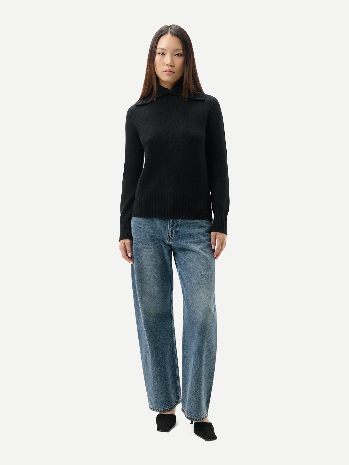 Fold-Over Turtleneck Cashmere Jumper
