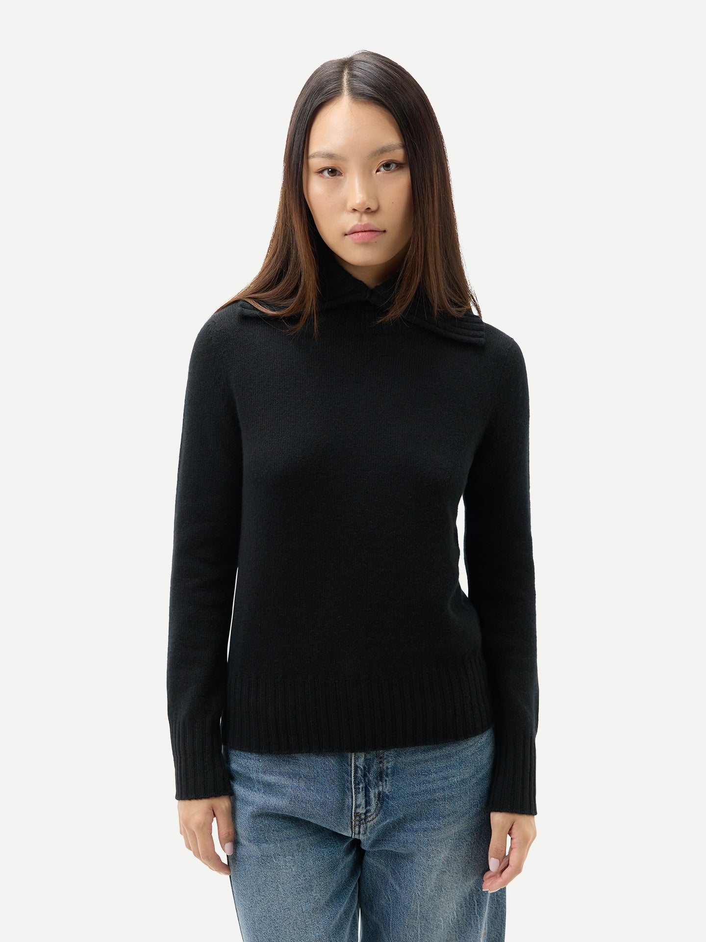 Fold-Over Turtleneck Cashmere Jumper