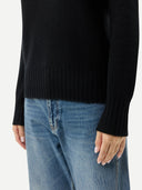 Women's Fold-Over Turtleneck Cashmere Jumper | GOBI UK #color_black