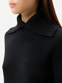 Women's Fold-Over Turtleneck Cashmere Jumper | GOBI UK #color_black