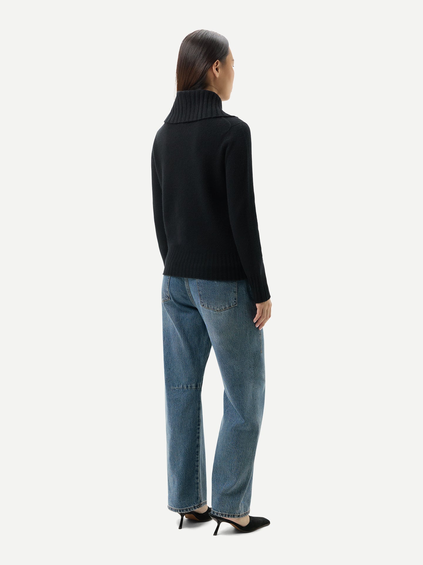 Fold-Over Turtleneck Cashmere Jumper