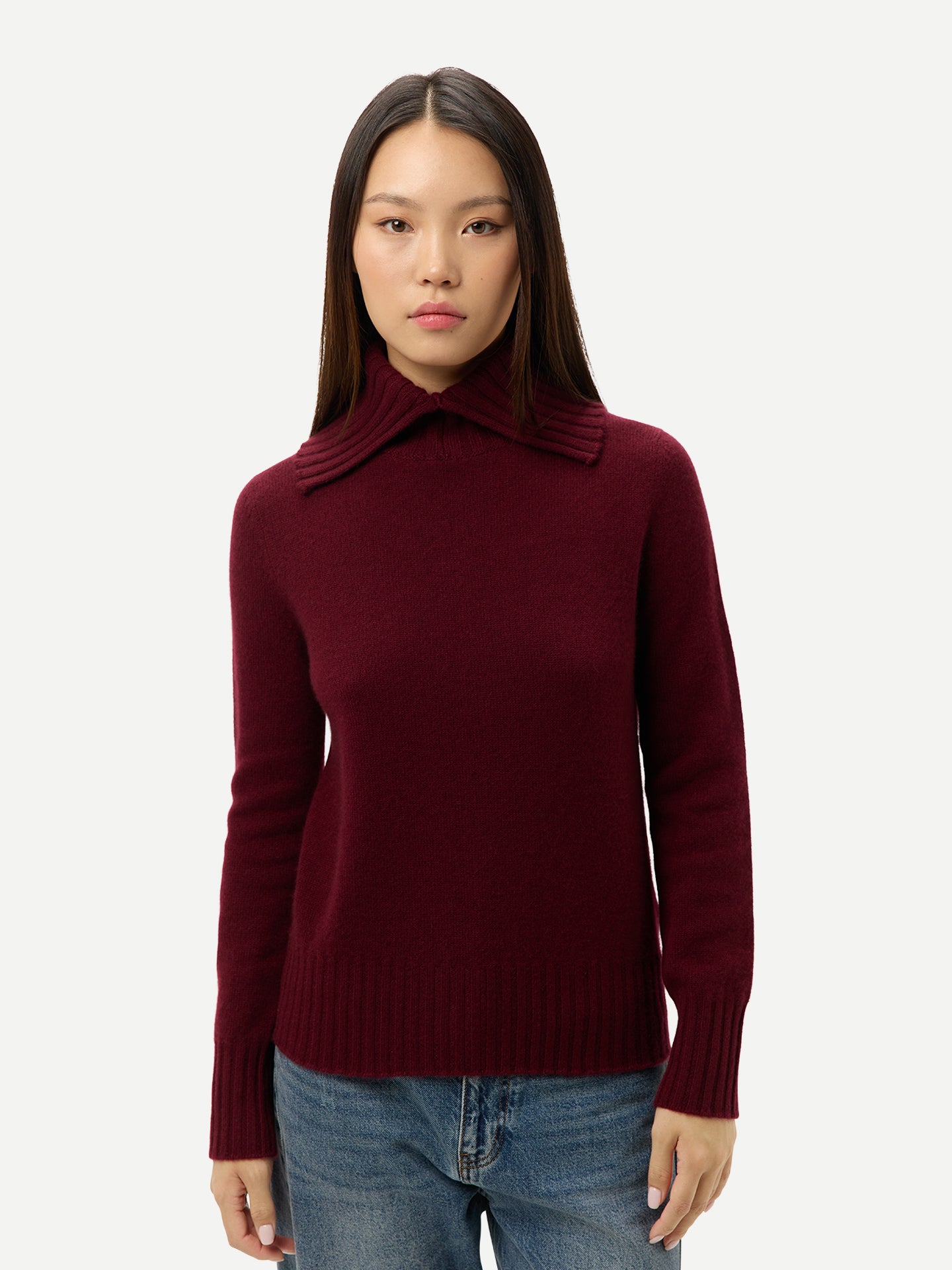 Fold-Over Turtleneck Cashmere Jumper