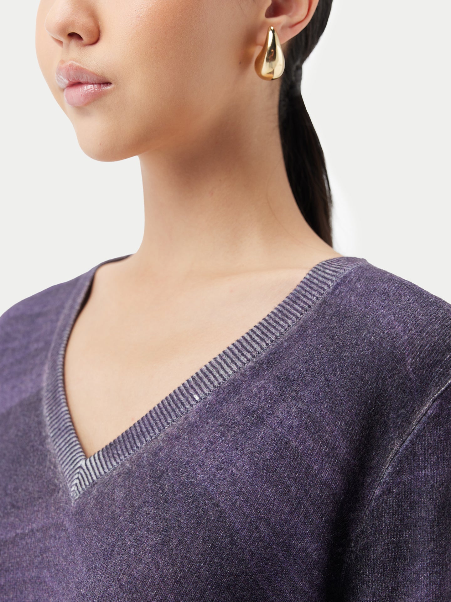 Printed V-Neck Cashmere Sweater