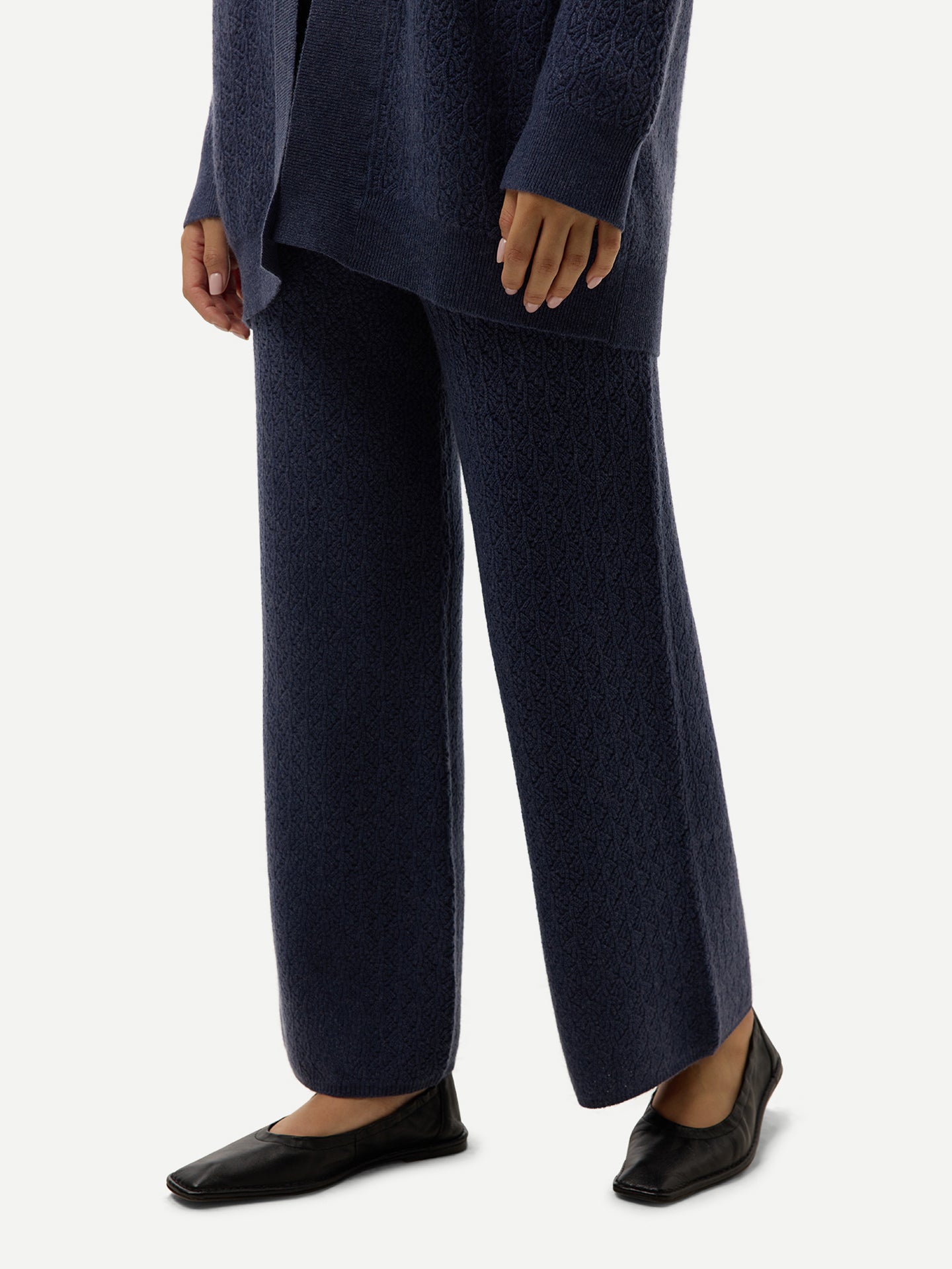 Wide-Leg Ajour Knit Cashmere Trousers