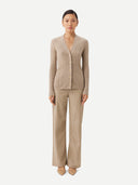 Women's Organic Button-Up Cashmere Cardigan Taupe - Gobi Cashmere