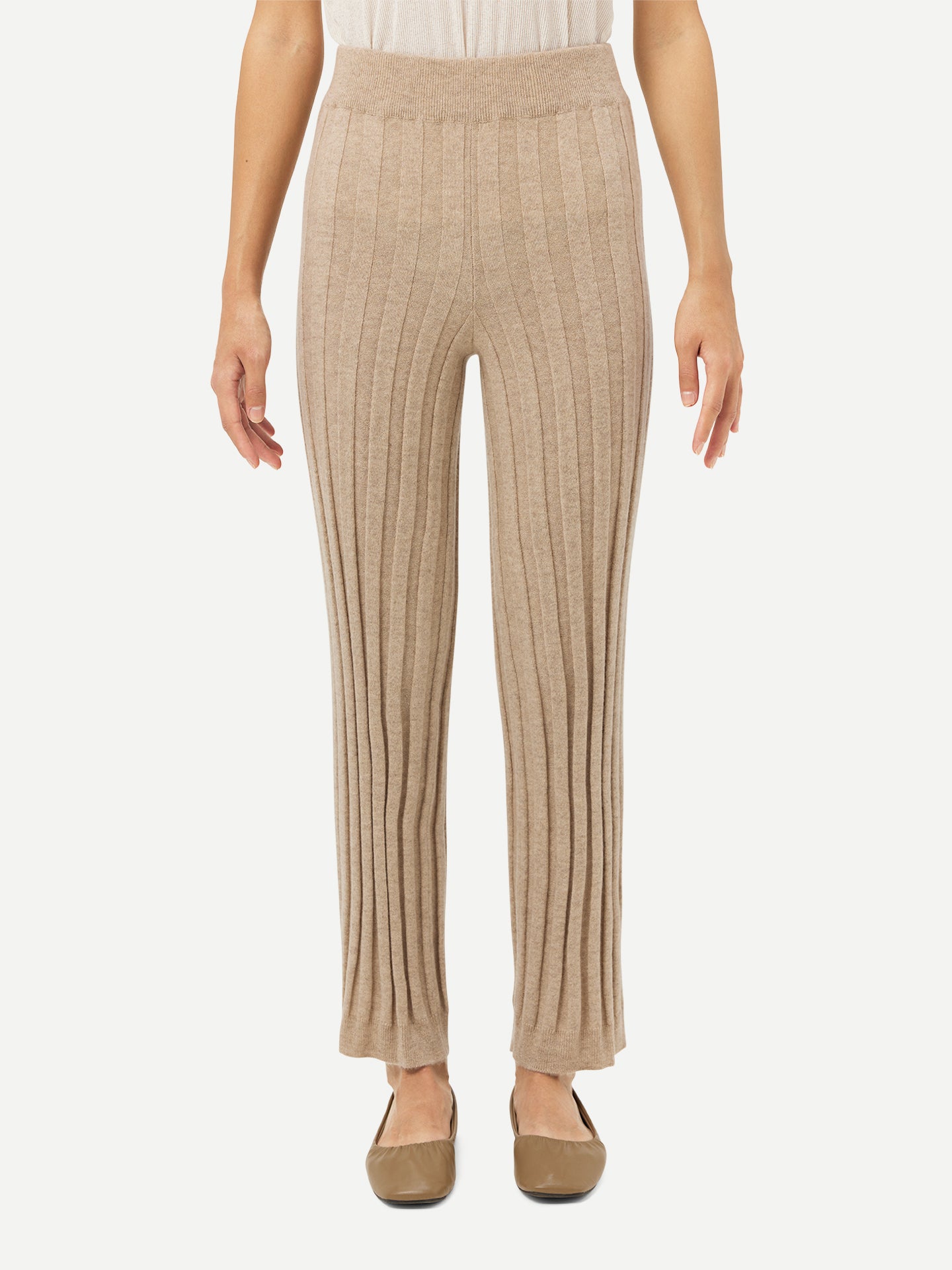 Organic Colour Textured Knit Cashmere Trousers