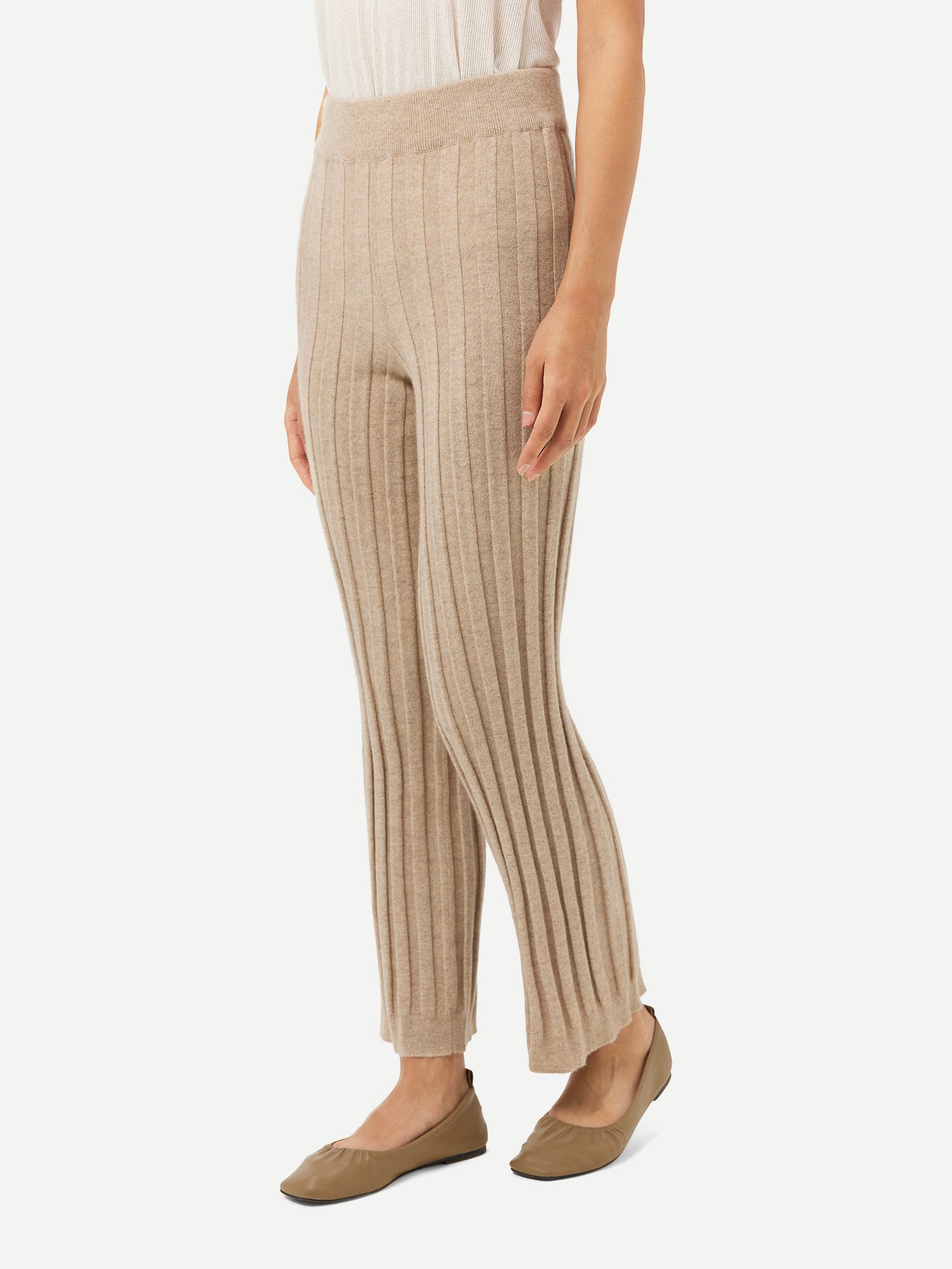 Organic Colour Textured Knit Cashmere Trousers