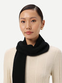 Unisex Ribbed Cashmere Scarf Black - Gobi Cashmere #color_black