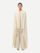 Cashmere Large Blanket With Fringe White - Gobi Cashmere