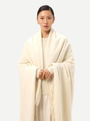 Cashmere Large Blanket With Fringe White - Gobi Cashmere