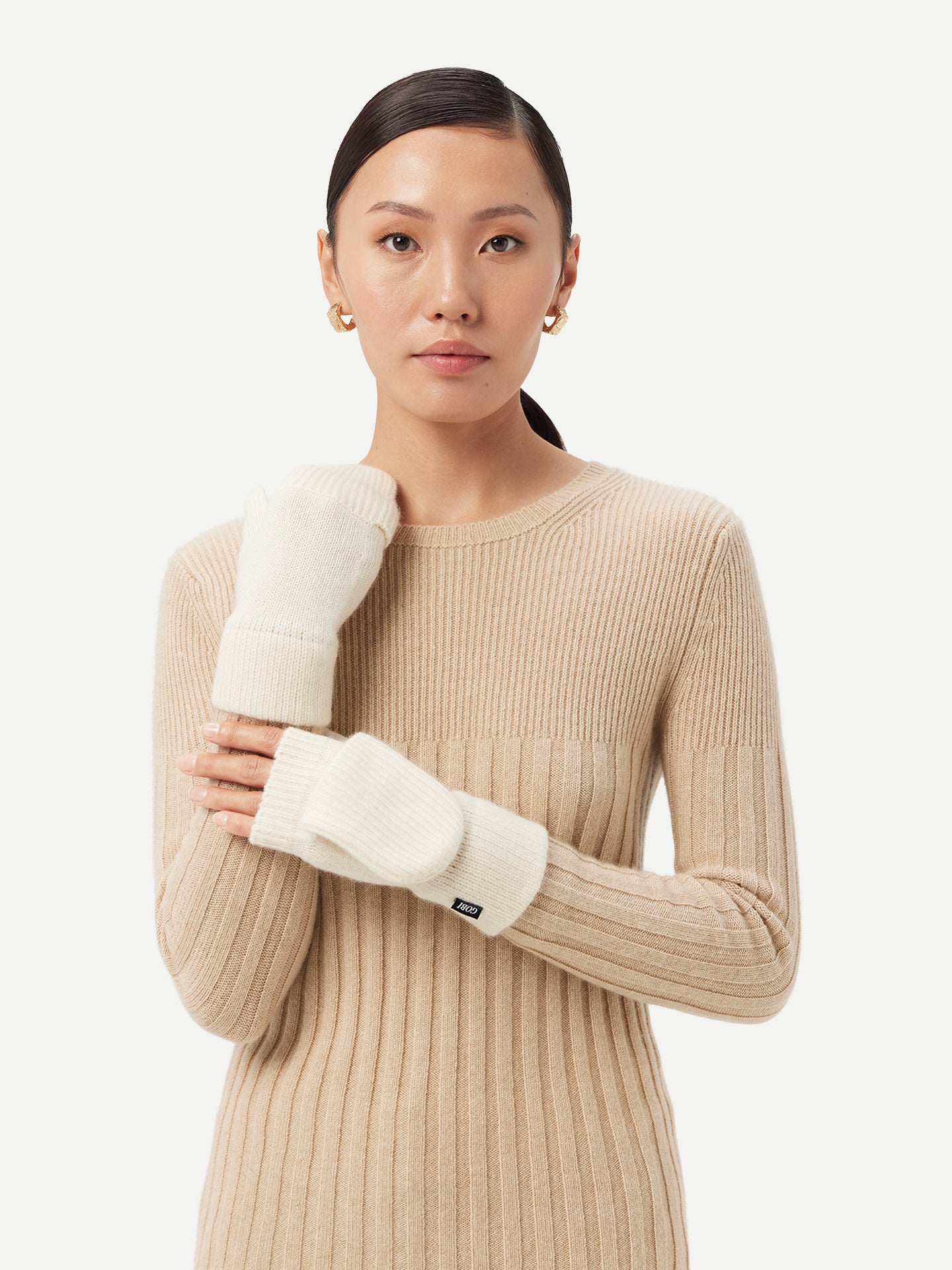 Cashmere Fingerless Gloves with Flap