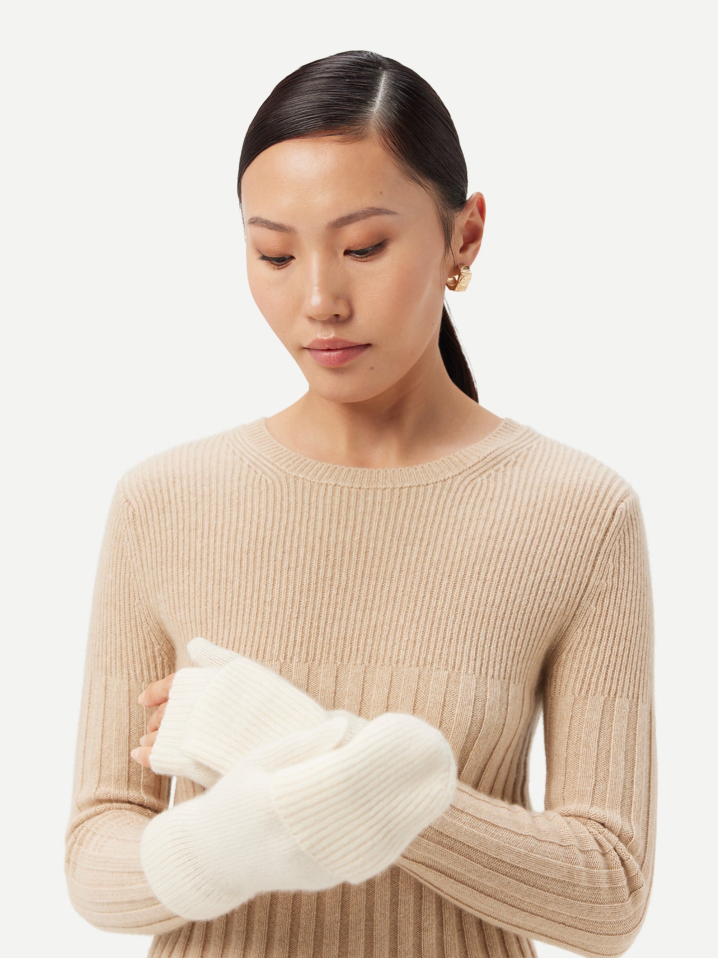 Cashmere Fingerless Gloves with Flap