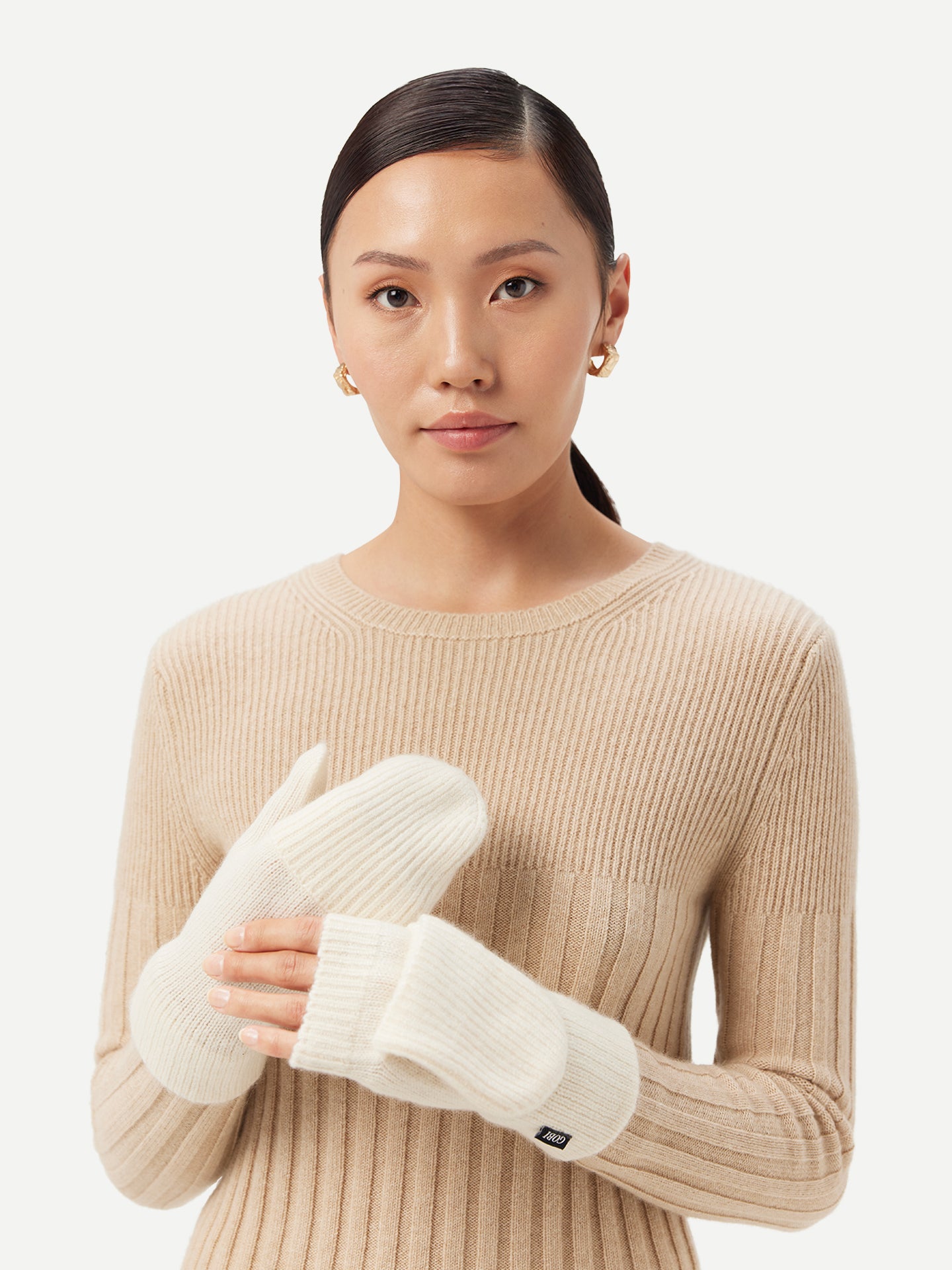 Cashmere Fingerless Gloves with Flap