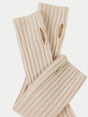 Unisex Cashmere Fingerless Gloves in Ivory White | GOBI UK #color_sand-beige