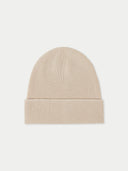 A beige rib-knitted cashmere beanie hat. #color_sand-beige