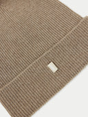 Organic Color Cashmere Rib Knit Beanie Taupe - Gobi Cashmere