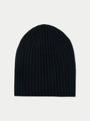 Black beanie on a light gray background