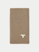 Unisex Cashmere Rib Knit Scarf in Taupe | GOBI UK