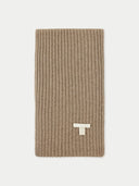 Unisex Cashmere Rib Knit Scarf in Taupe | GOBI UK #color_taupe