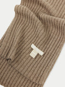 Unisex Cashmere Rib Knit Scarf in Taupe | GOBI UK #color_taupe