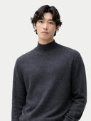 Timeless Mock Neck Cashmere Jumper Charcoal - Gobi Cashmere #color_charcoal