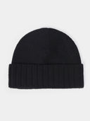 Unisex Cashmere Rib Knit Hat Black - Gobi Cashmere #color_black