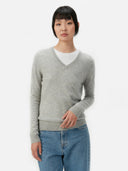 Women's Cashmere Basic V-Neck Sweater Dawn Blue - Gobi Cashmere #color_dawn-blue