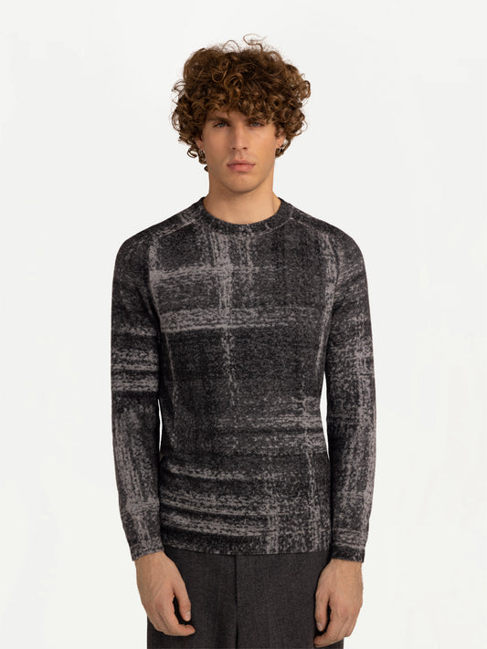 Men's Cashmere Mouliné Crew-Neck Vapor Blue - Gobi Cashmere