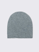Gray knit beanie on a light gray background
