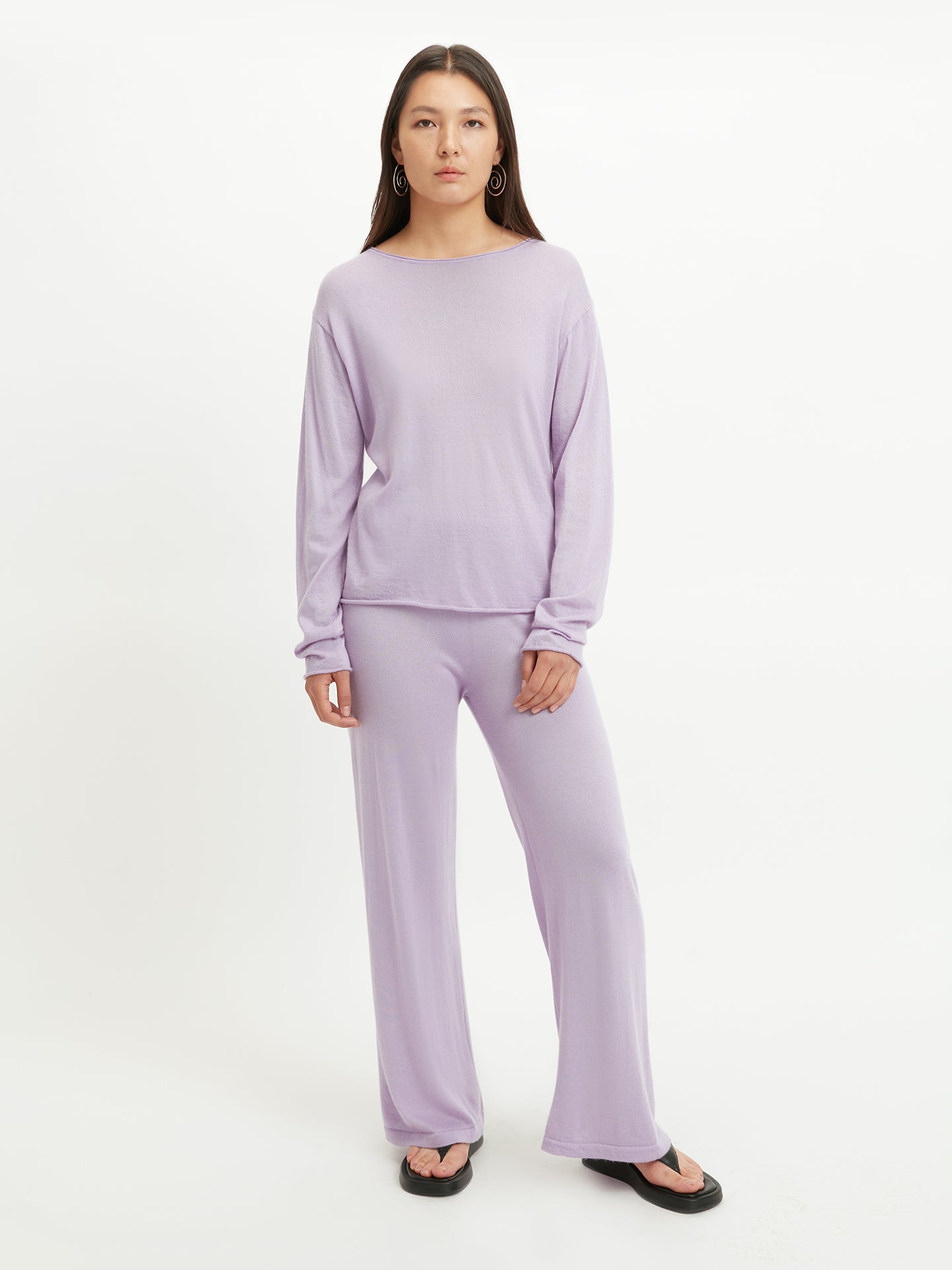 Silk Cashmere Wide Leg Pants Orchid Bloom - Gobi Cashmere
