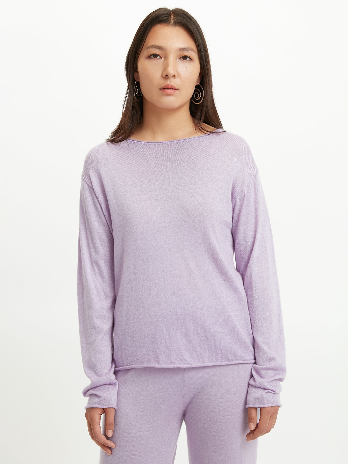 Women's Silk Cashmere Boat Neck Sweater Orchid Bloom -Gobi Cashmere