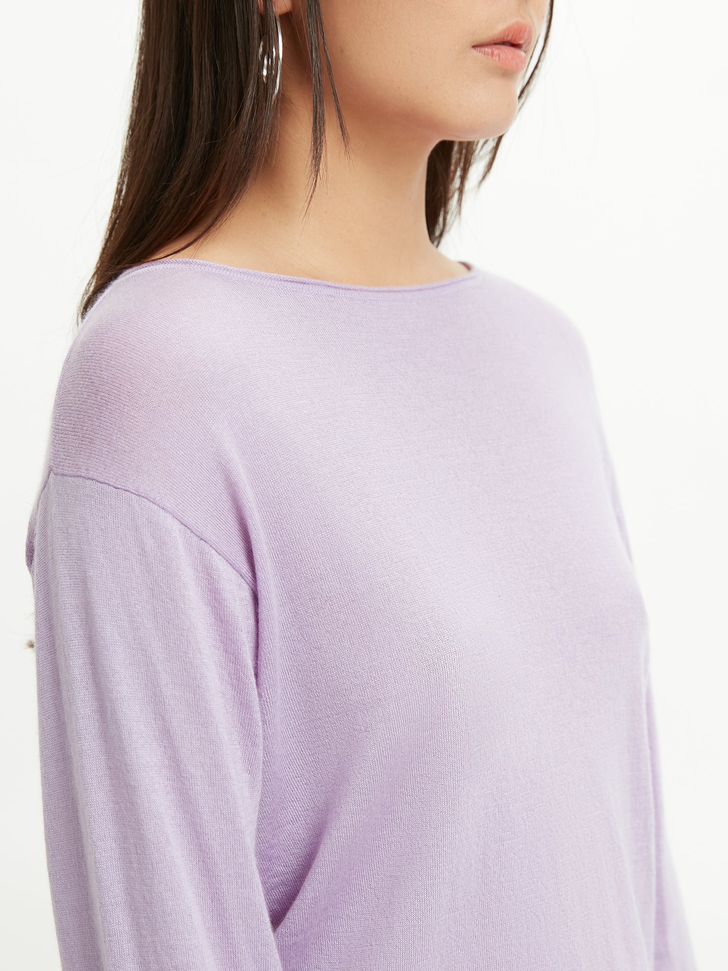 Silk Cashmere Boat Neck Sweater Orchid Bloom -Gobi Cashmere