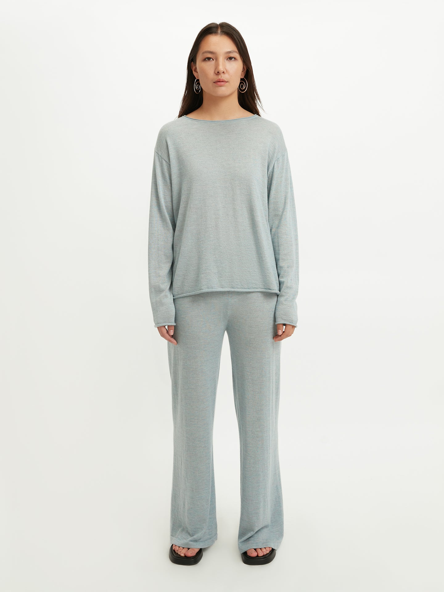 Silk Cashmere Wide Leg Pants Abyss - Gobi Cashmere