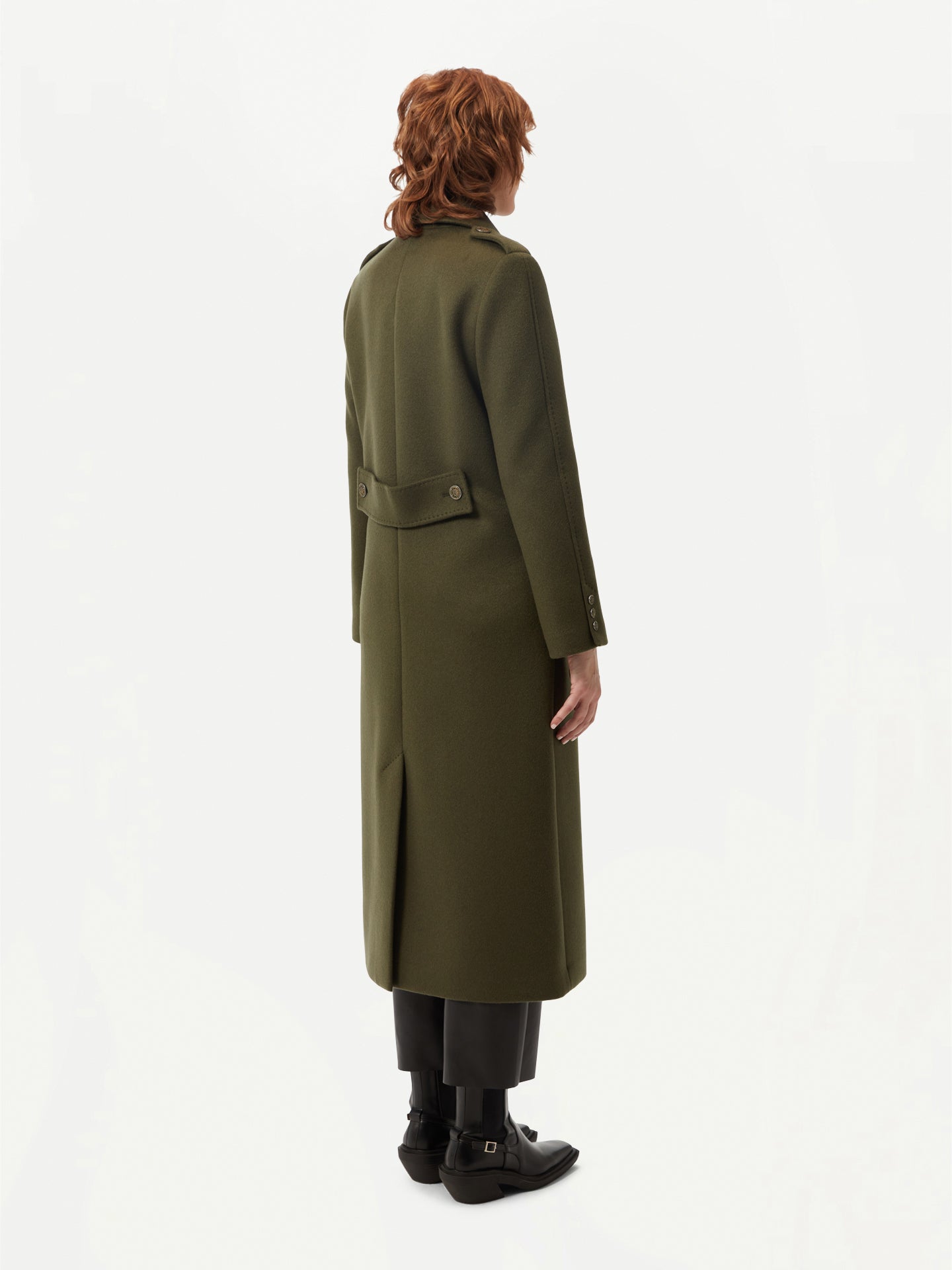 Double-Breasted Cashmere Coat Green - GOBI Country-Chic Collection