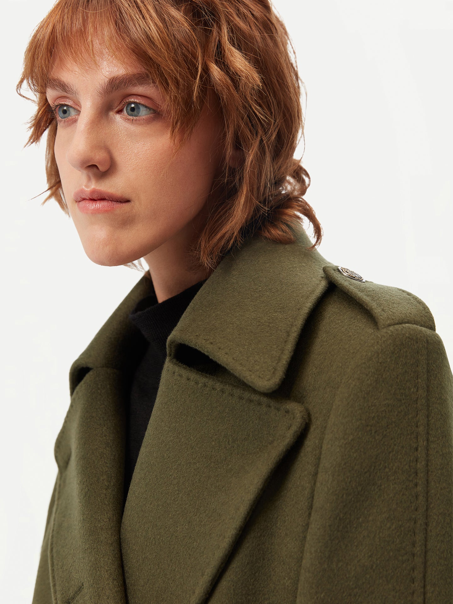 Double-Breasted Cashmere Coat Green - GOBI Country-Chic Collection