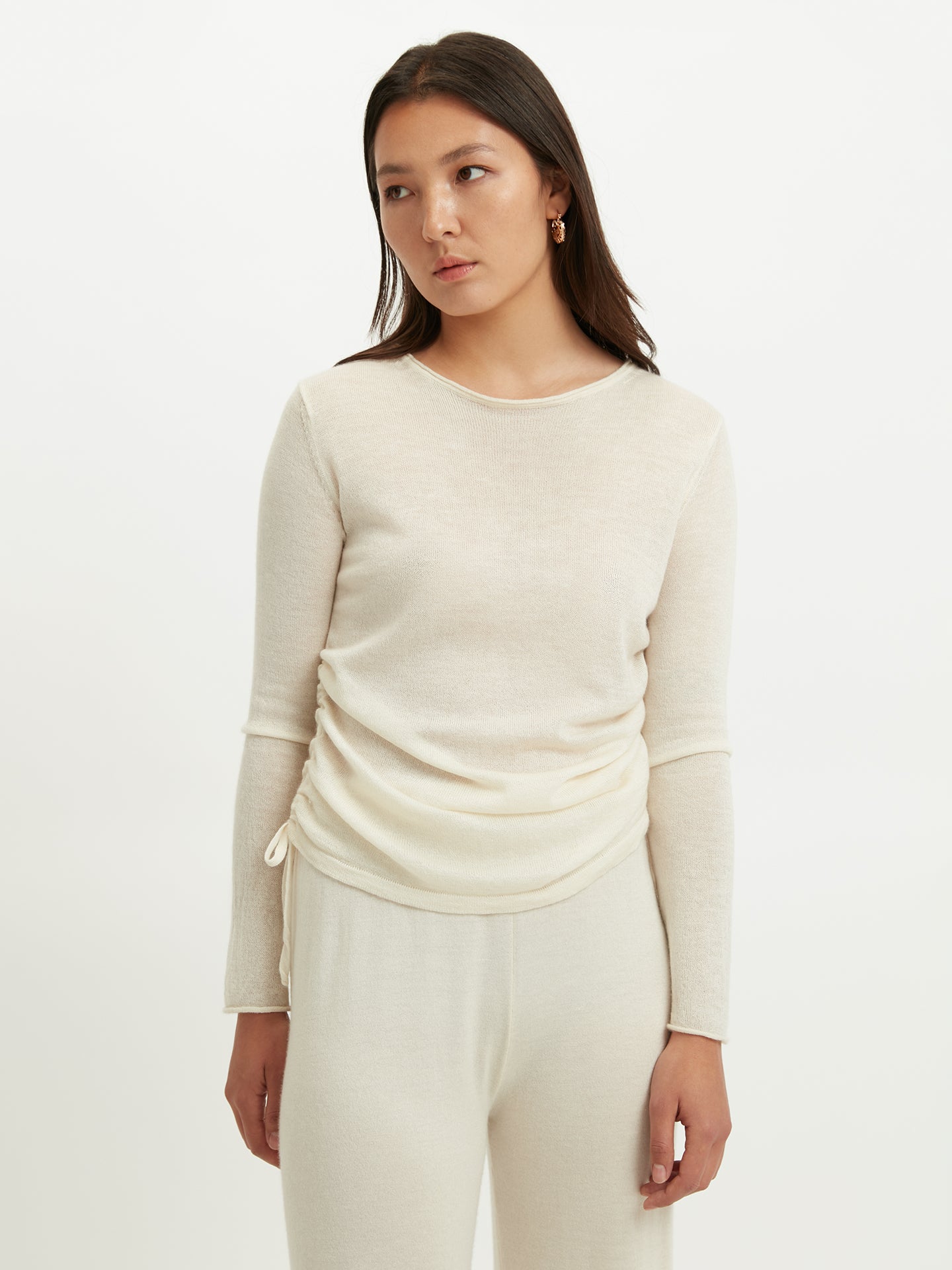 Women's Silk Cashmere Boat Neck Marshmallow - Gobi Cashmere