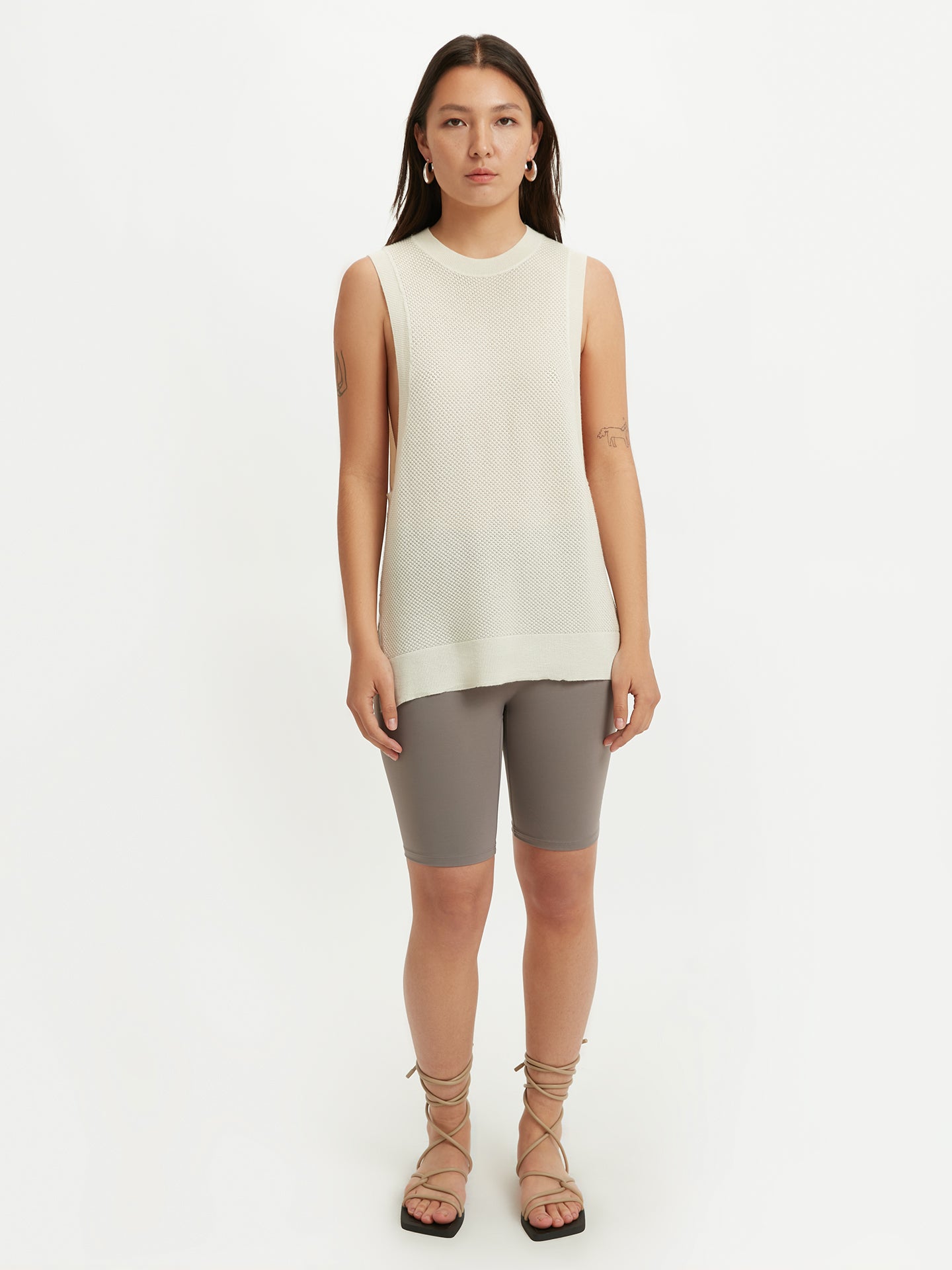 Women's Silk Cashmere Ajour Knitted Top Marshmallow - Gobi Cashmere
