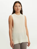 Women's Silk Cashmere Ajour Knitted Top White - Gobi Cashmere #color_marshmallow
