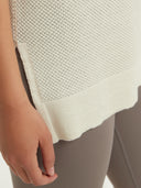 Women's Silk Cashmere Ajour Knitted Top White - Gobi Cashmere #color_marshmallow