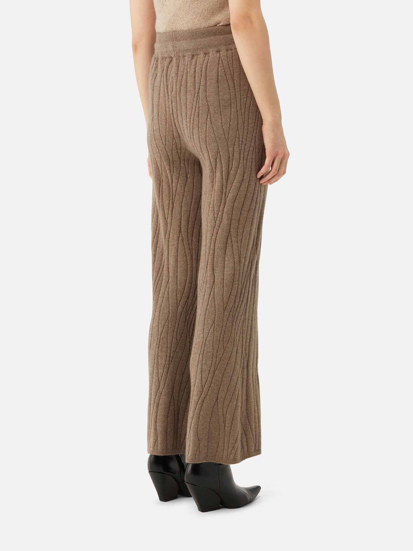 Organic Colour Cashmere Flare Trousers Taupe | GOBI Cashmere