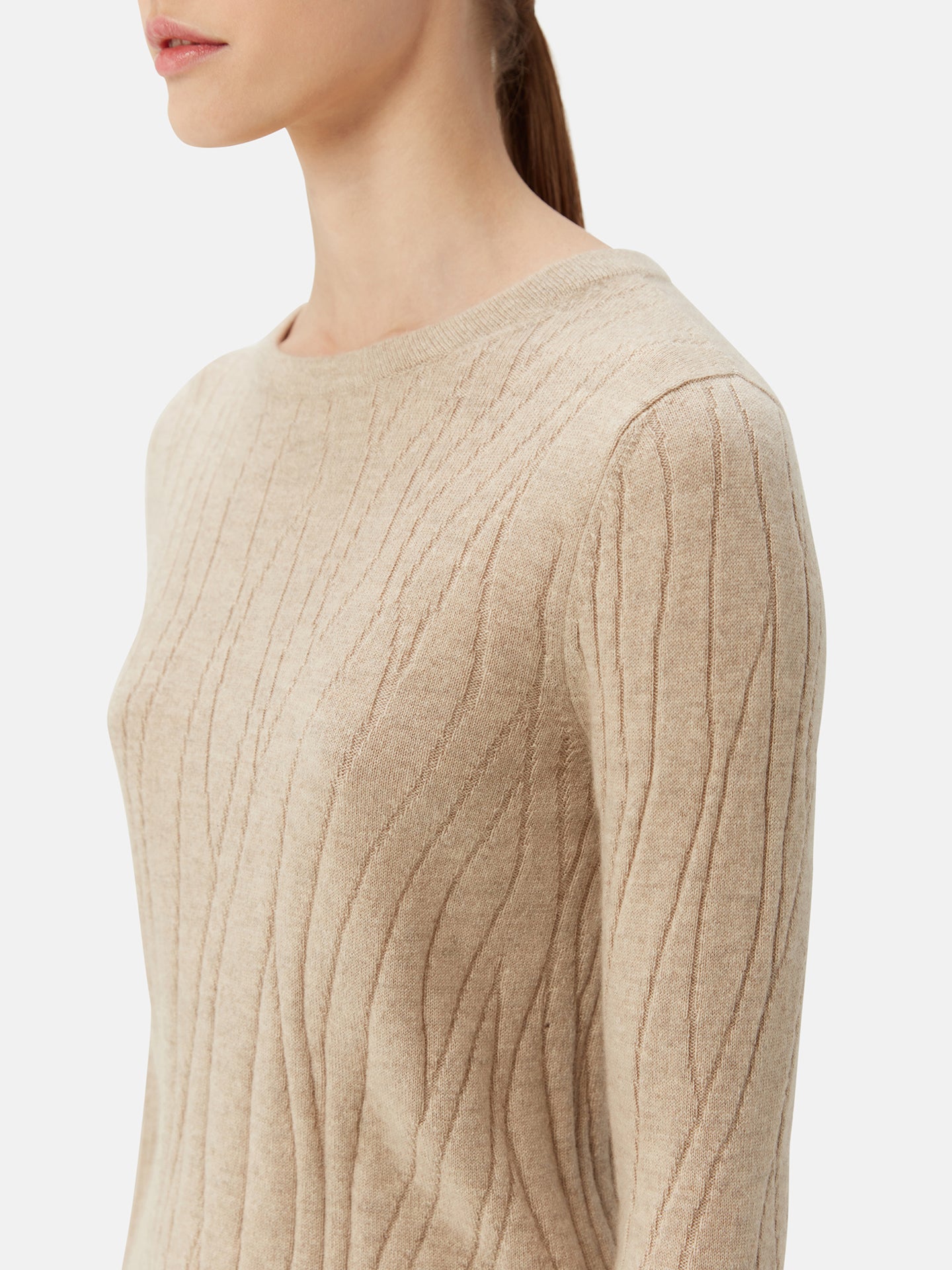 Organic Colour Cashmere Crewneck Jumper Taupe | GOBI Cashmere