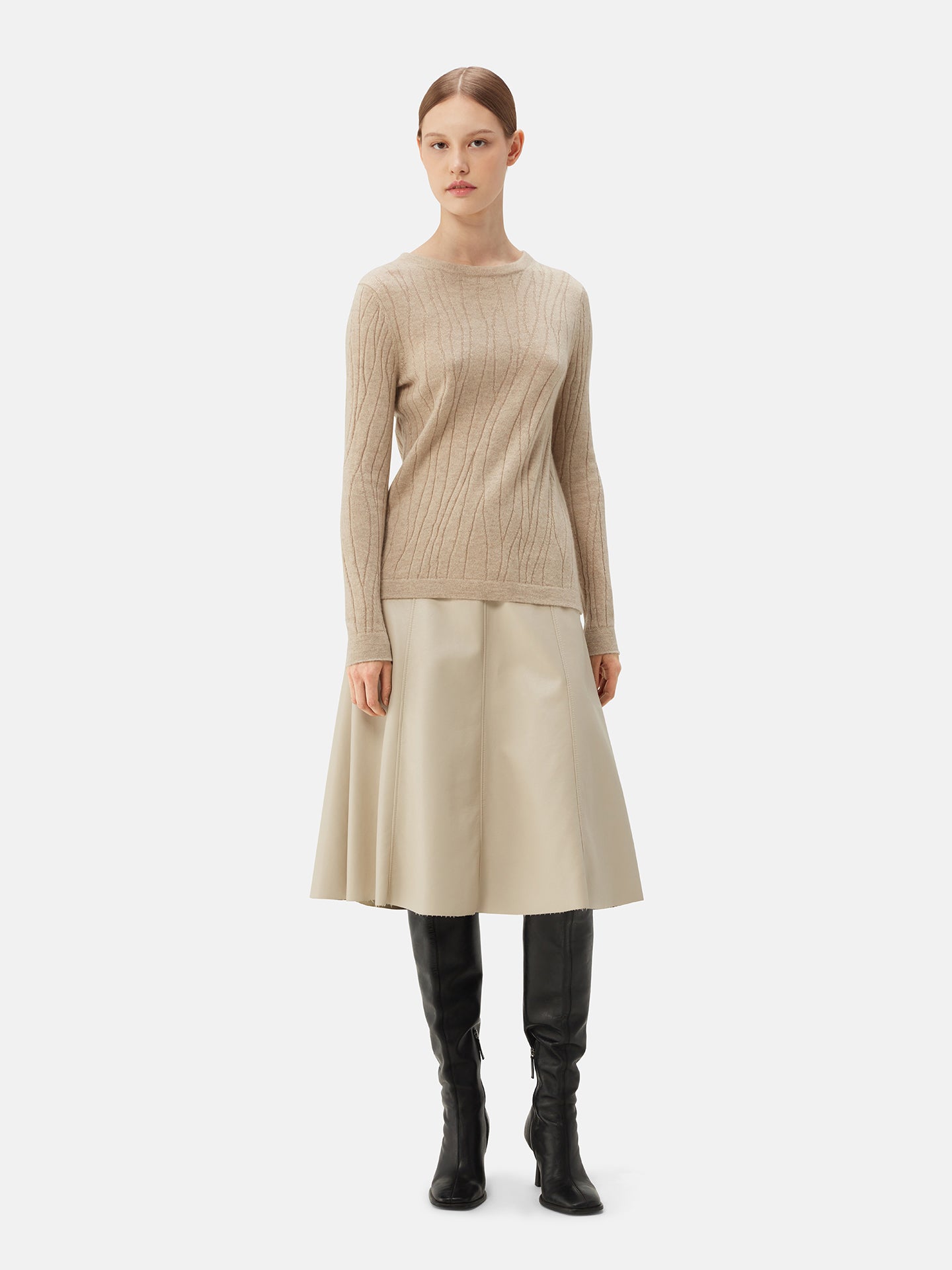 Organic Colour Cashmere Crewneck Jumper Taupe | GOBI Cashmere