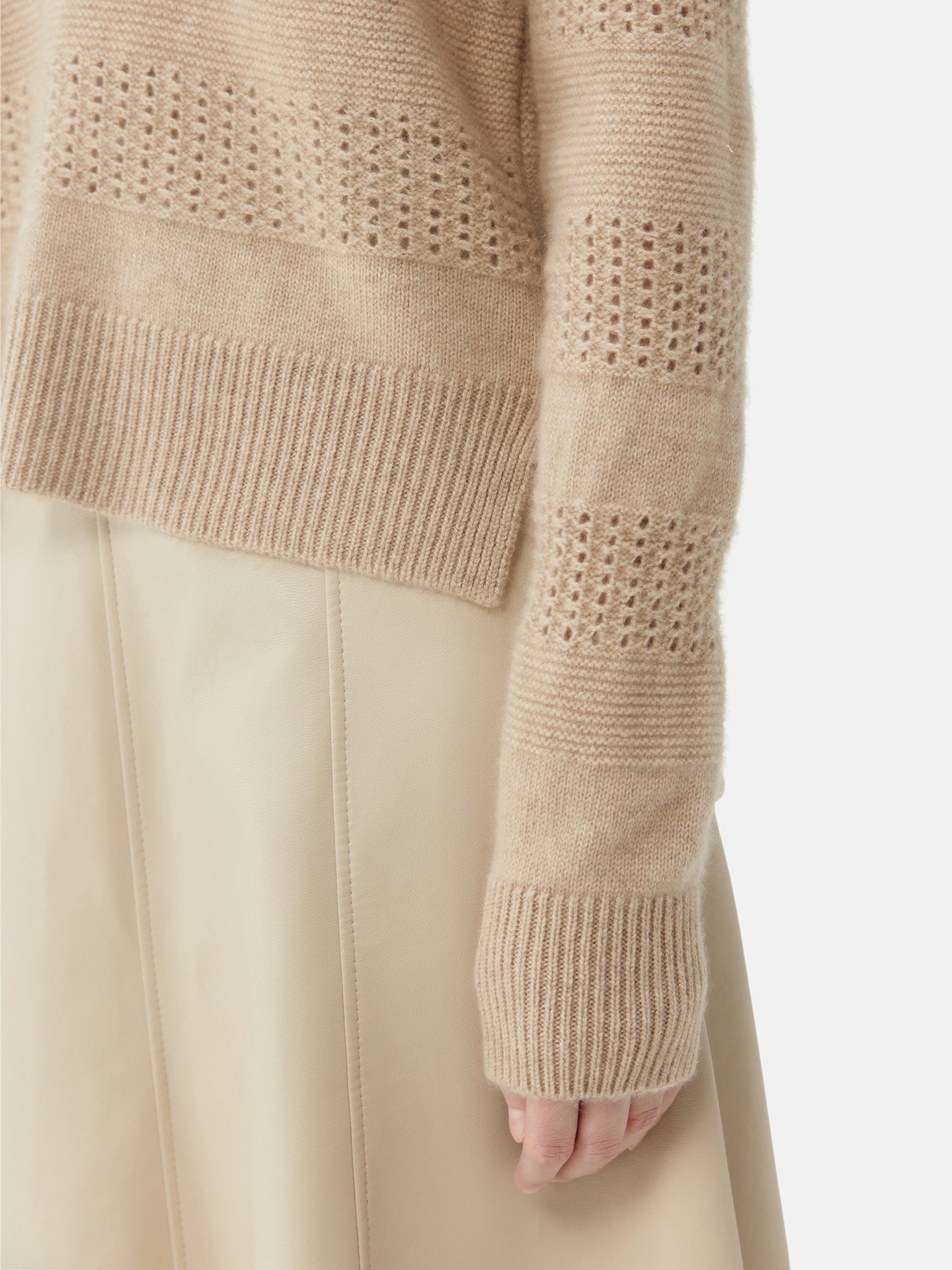 Mixed Knit Cashmere Polo - Textured Elegance | GOBI Cashmere