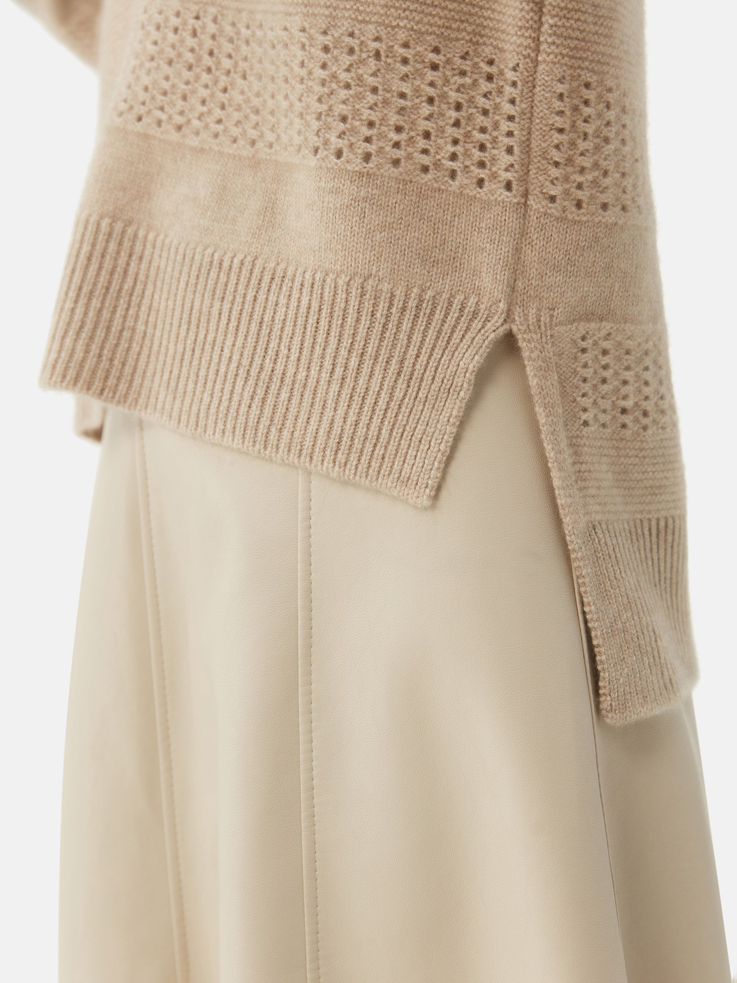 Mixed Knit Cashmere Polo - Textured Elegance | GOBI Cashmere