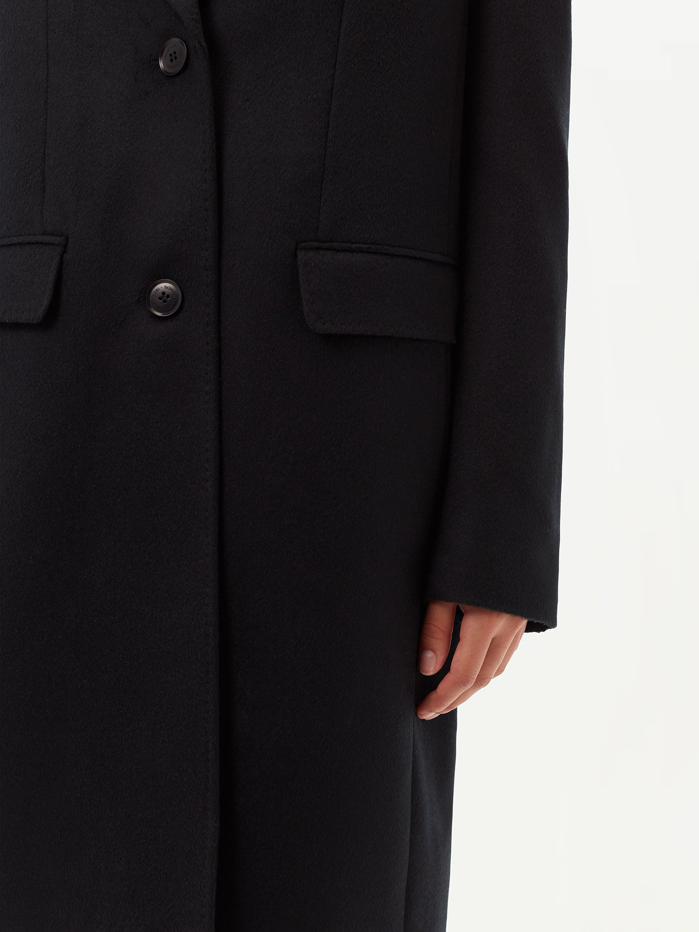 Women's Cashmere Coat with Notched Lapel Black - Gobi Cashmere