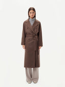 Women's Double Cashmere Breasted Long Coat Taupe - Gobi Cashmere #color_cocoa