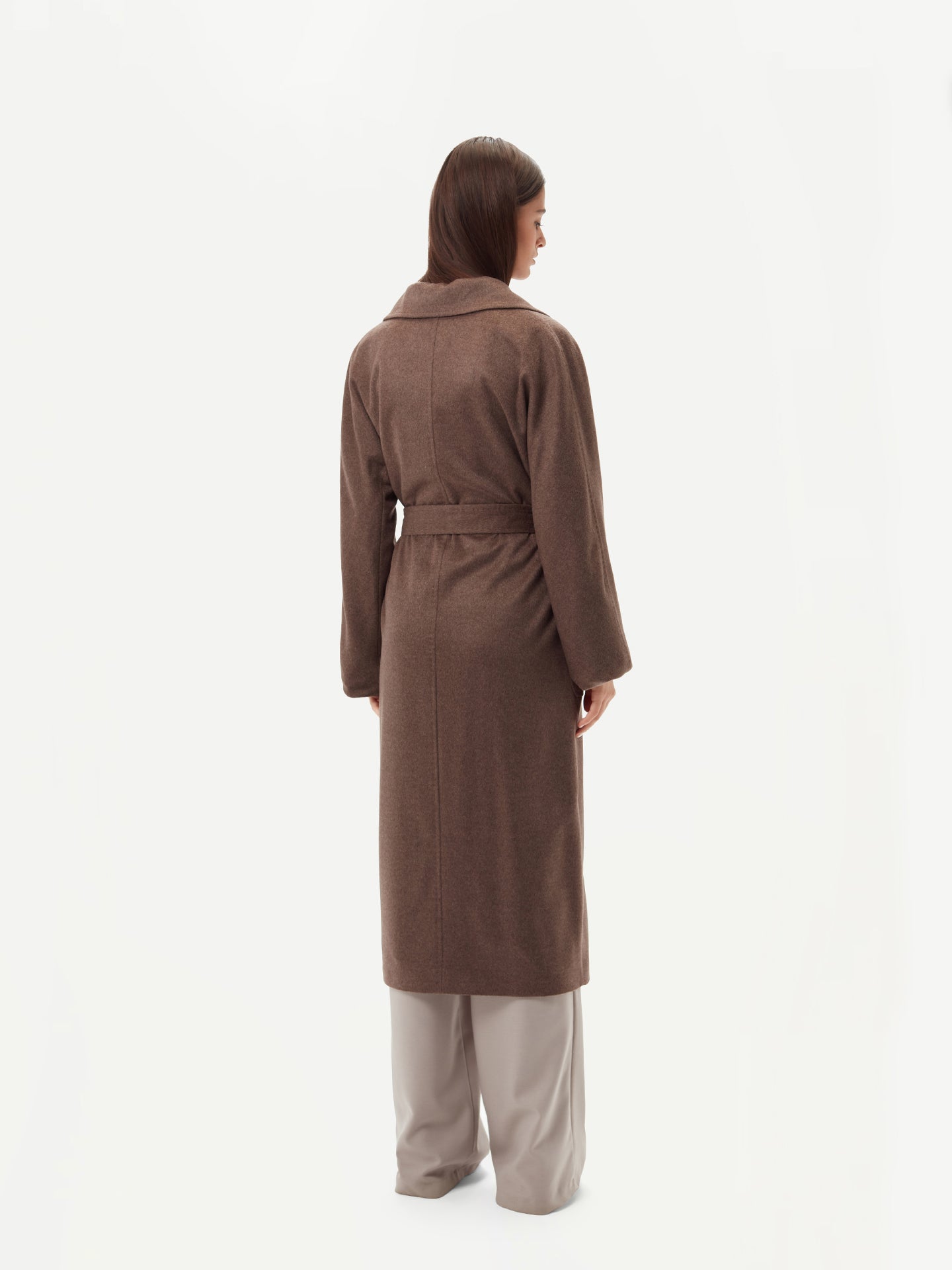 Women's Double Cashmere Breasted Long Coat cacao - Gobi Cashmere