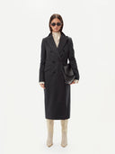 Women's Cashmere Peak Lapel Long Coat Grey - Gobi Cashmere #color_charcoal